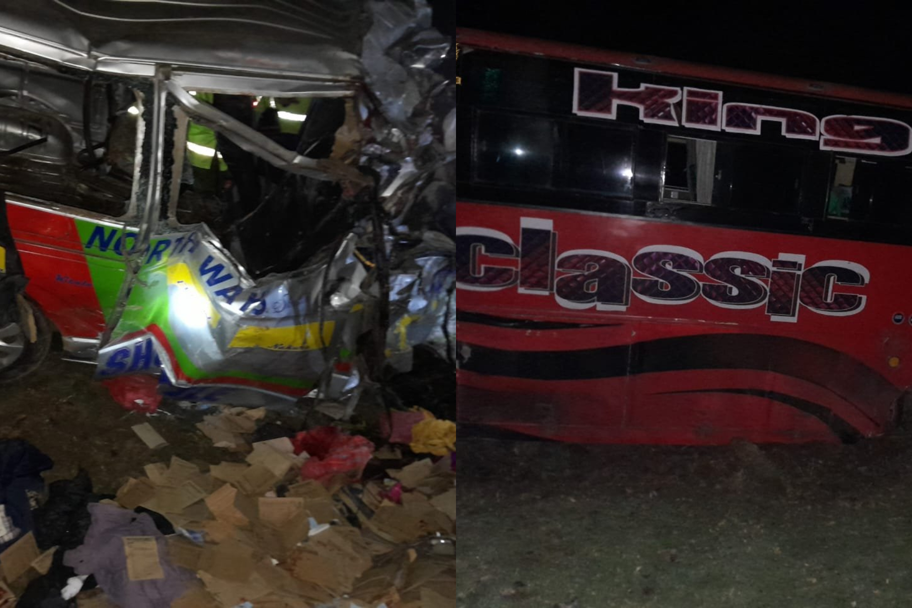 Photo collage of an accident along Nakuru-Eldoret highway on Tuesday January 9.